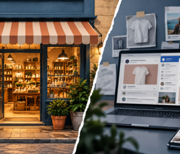 small business owner reviewing brand identity and logo design in India